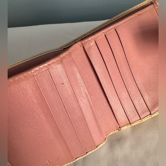 Christian Dior trotter pattern Bifold Wallet Color pink White PVC leather - Picture 2 of 6